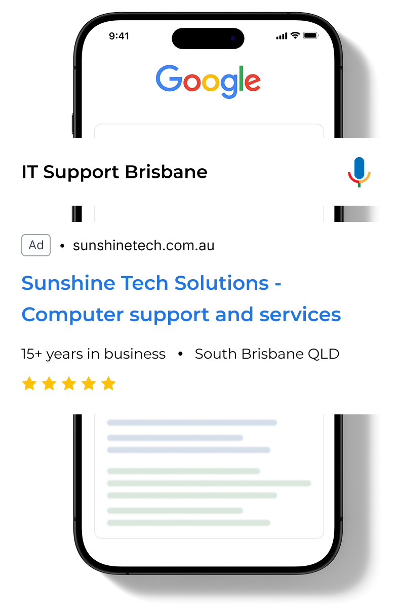 mobile view of msp google ads appearing in serps