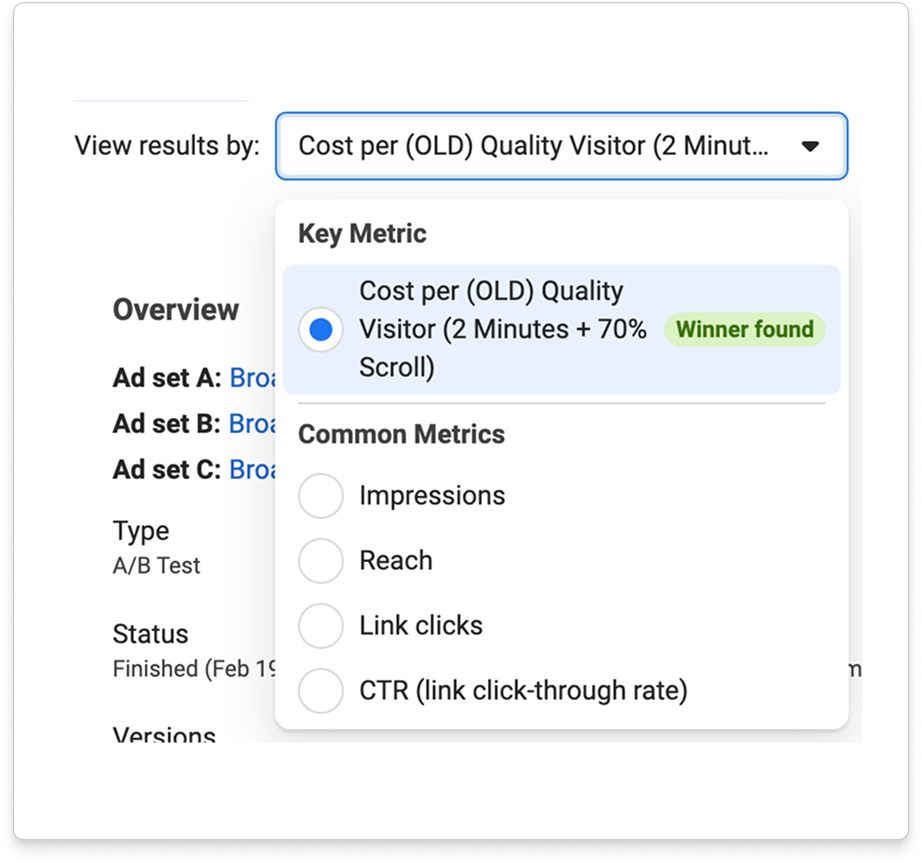 performance card showing campaign metrics