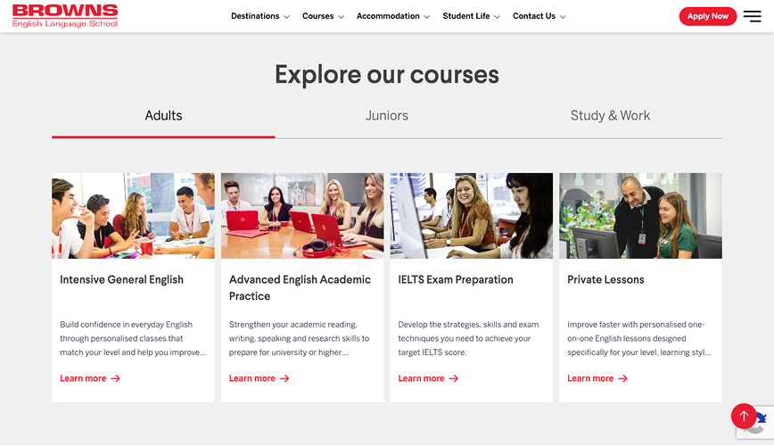 Screenshot of the responsive website design for education platforms