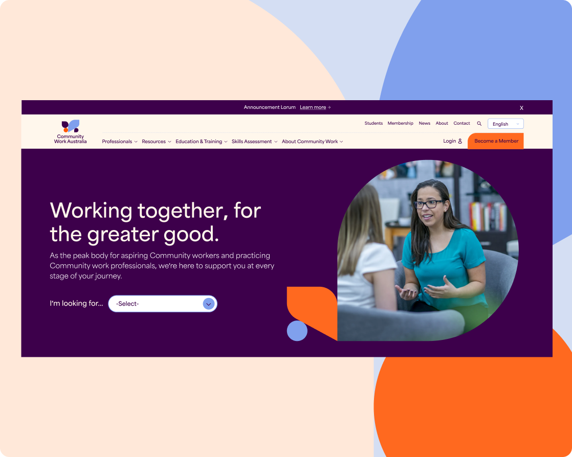 Web development folio for Community Work Australia