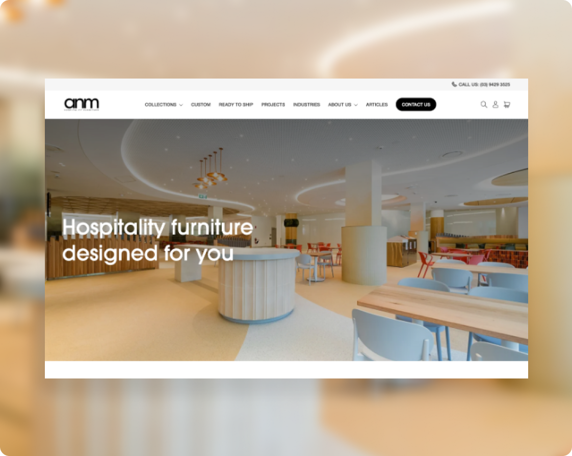 Screenshot of ANM homepage