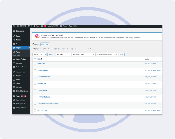 view of wordpress posts Admin User Interface