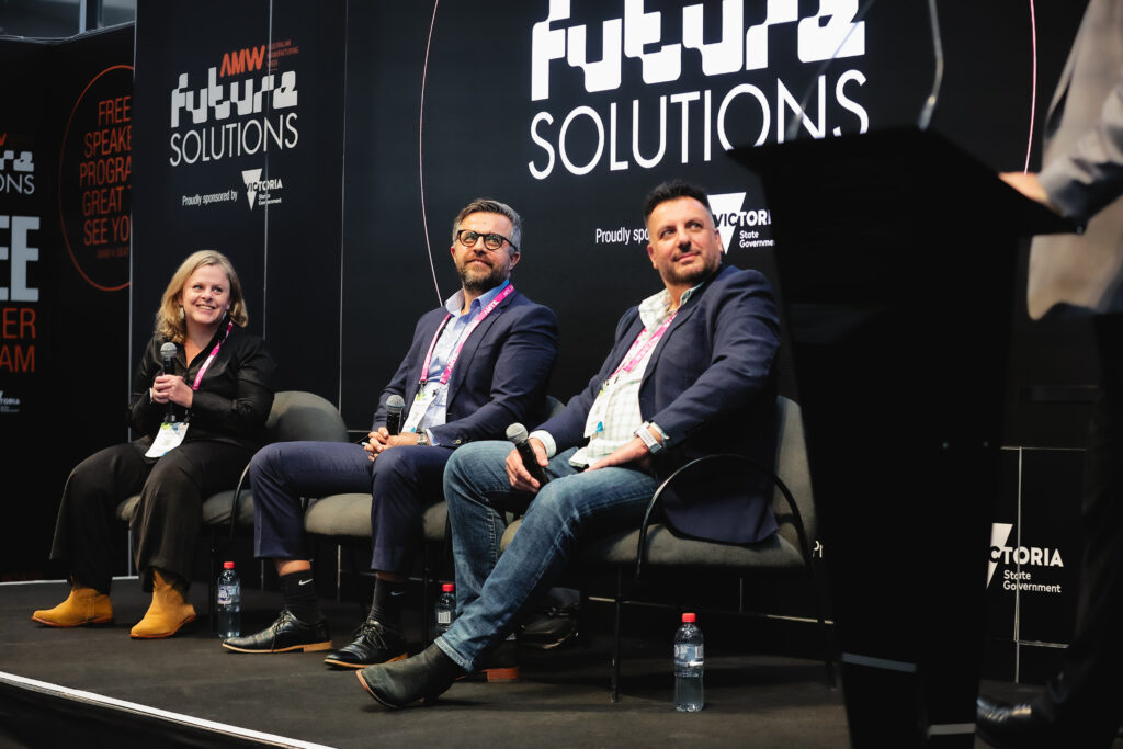 The Australian Manufacturing Expo 2025: Our Insights and Experience 2 Paula Glynn, Director of Search Marketing and Digital Strategy at Pixelstorm, in a Future Solutions panel in Australian Manufacturing Week 2025.